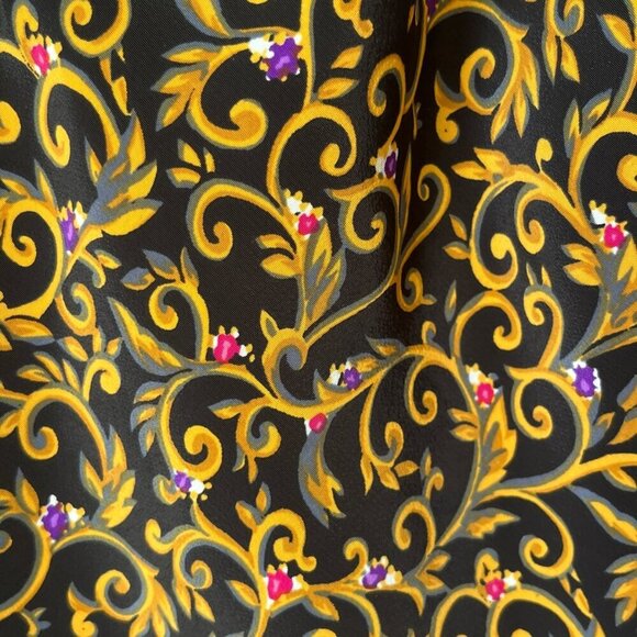 VFM Womens VTG Camisole Tank Size 36 Black Gold Printed Renaissance Victorian - Picture 4 of 8